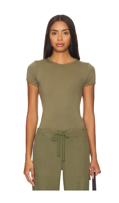 Donni Baby Rib Baby Tee In Olive