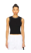 Donni Baby Rib Contrast Tank Top In Black