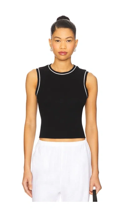Donni Baby Rib Contrast Tank Top In Black