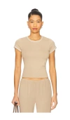 Donni Baby Rib Contrast Tee In Nude