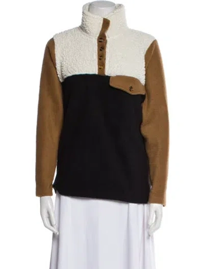 Pre-owned Donni Colorblock Pattern Mock Neck Sweater