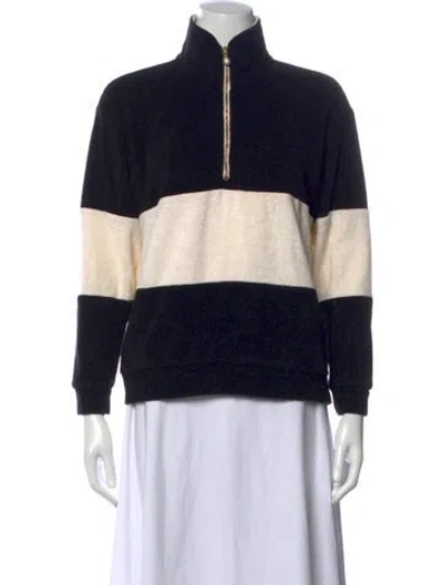 Pre-owned Donni Colorblock Pattern Mock Neck Sweater In Black