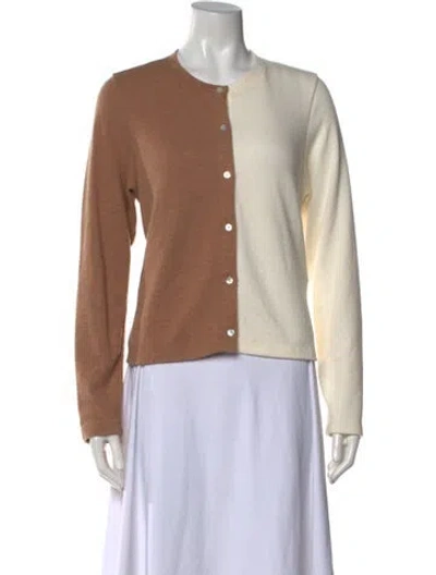 Pre-owned Donni Colorblock Pattern Open Front Sweater In Brown