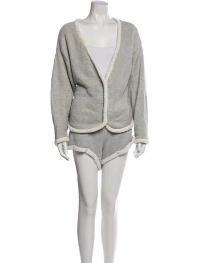 Pre-owned Donni Colorblock Pattern Short Set In Gray