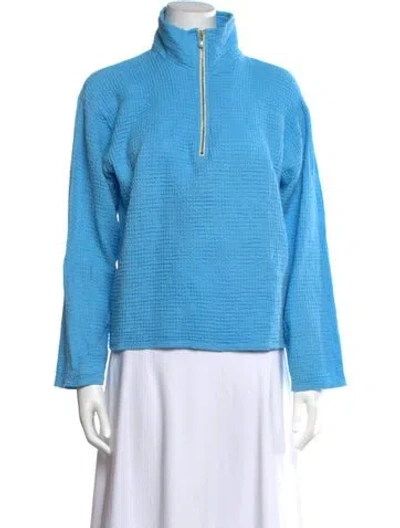 Pre-owned Donni Mock Neck Sweater In Blue