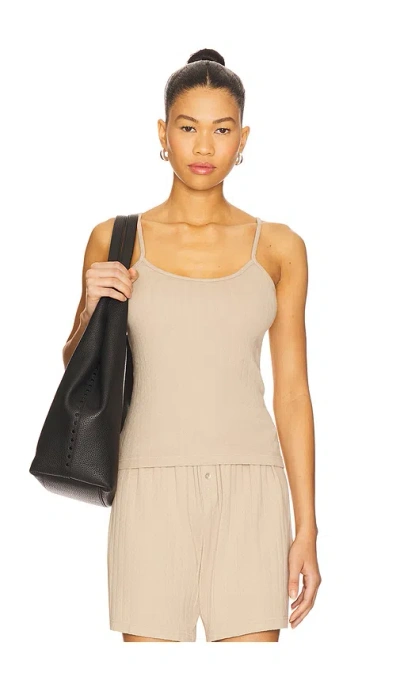 Donni Pointelle Cami Tank Top In Brown