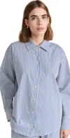 Donni Pop Button Down In Navy Stripe