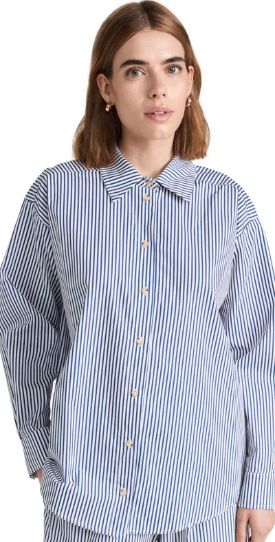 Donni Pop Button Down In Navy Stripe