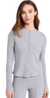 Donni Rib Cardi Sweater Heather Grey L In Heather Grey