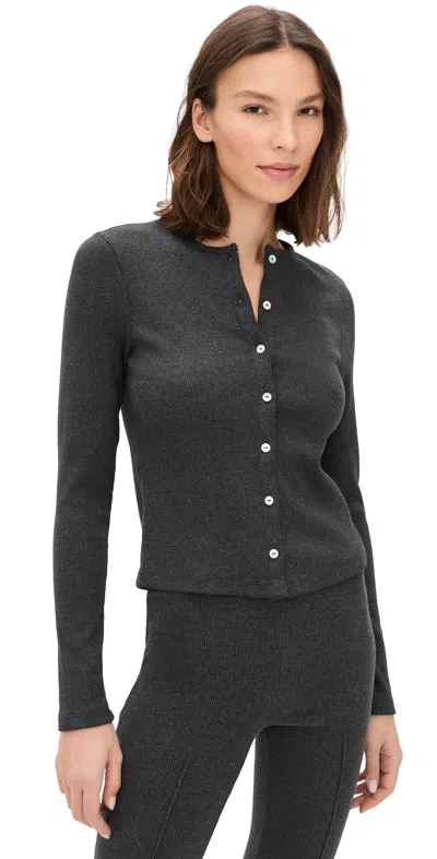 Donni Ribbed Cardigan Charcoal Grey In Gray