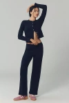 Donni Ribbed Crop Sweater Pants In Blue