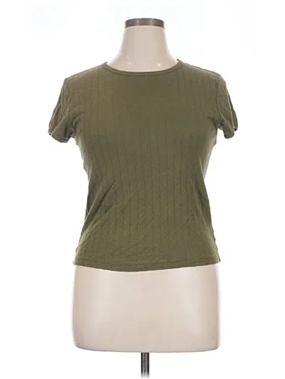 Pre-owned Donni Short Sleeve Top Green Crew Neck Tops