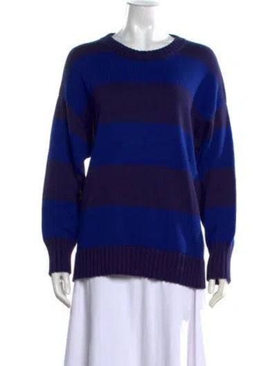 Pre-owned Donni Striped Crew Neck Sweater In Blue