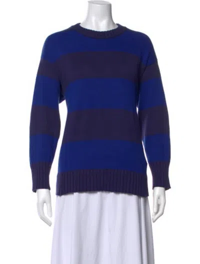 Pre-owned Donni Striped Crew Neck Sweater In Blue
