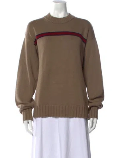 Pre-owned Donni Striped Crew Neck Sweater In Brown