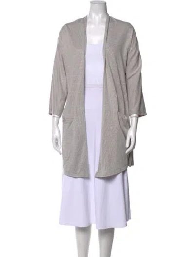 Pre-owned Donni Striped Open Front Sweater In Grey