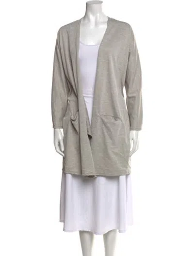 Pre-owned Donni Striped Open Front Sweater In Neutrals