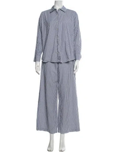 Pre-owned Donni Striped Pant Set In Blue