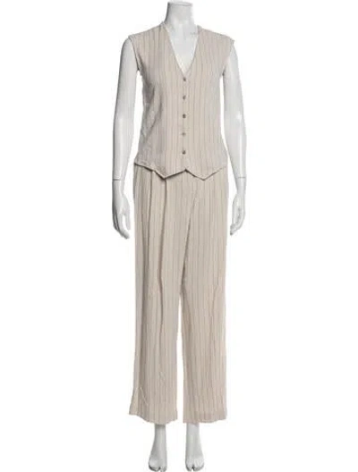 Pre-owned Donni Striped Pant Set In Neutrals