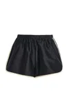 Donni . Striped Silk Taffeta Mini Shorts In Black