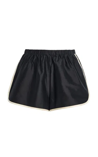 Donni . Striped Silk Taffeta Mini Shorts In Black
