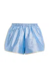 Donni . Striped Silk Taffeta Mini Shorts In Blue