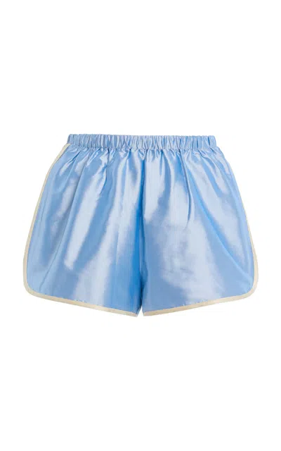 Donni . Striped Silk Taffeta Mini Shorts In Blue
