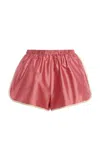 Donni . Striped Silk Taffeta Mini Shorts In Pink