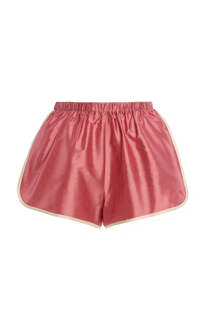 Donni . Striped Silk Taffeta Mini Shorts In Pink