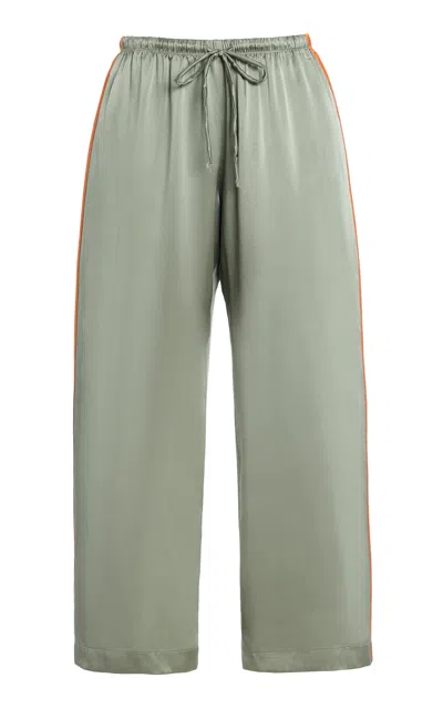 Donni . Striped Silk Wide-leg Cropped Pants In Gray