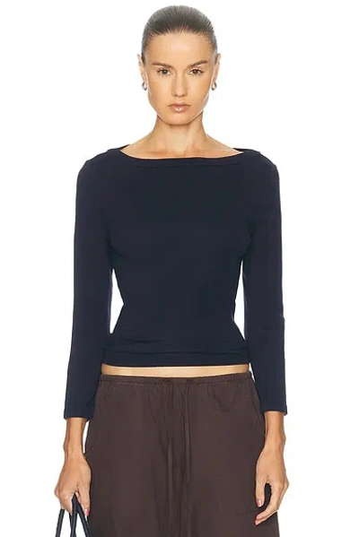 Donni The Baby Rib Boatneck Top In Black