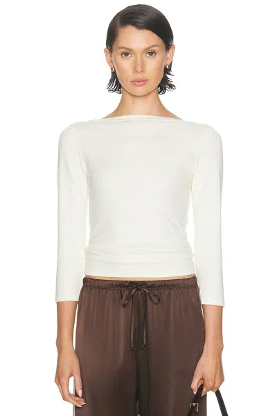 Donni The Baby Rib Boatneck Top In White