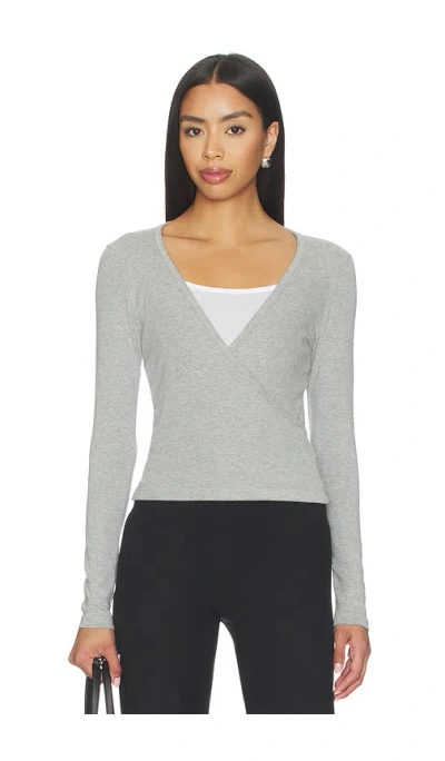 Donni The Baby Rib Criss Cross Long Sleeve In Gray