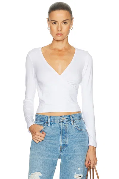 Donni The Baby Rib Criss Cross Long Sleeve Tee In White