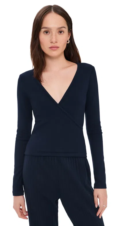 Donni The Baby Rib Crisscross Top Navy In Blue