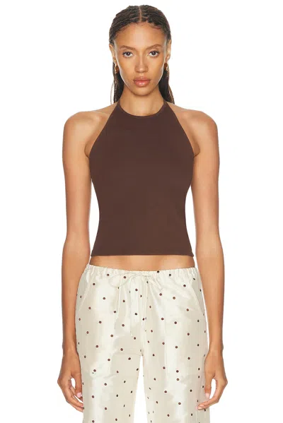 Donni The Baby Rib Halter Top In Brown
