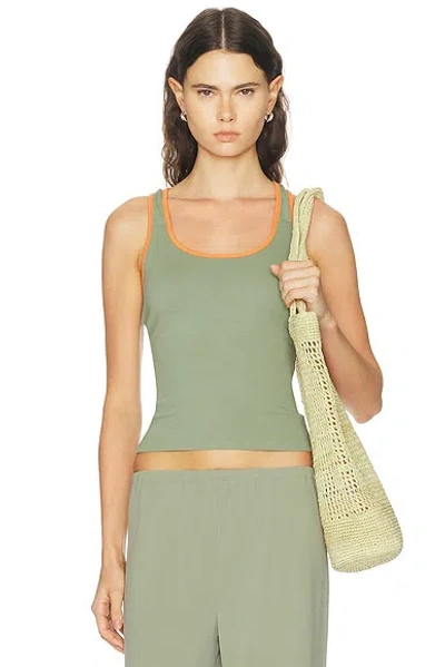 Donni The Baby Rib Racerback Tank Top In Green