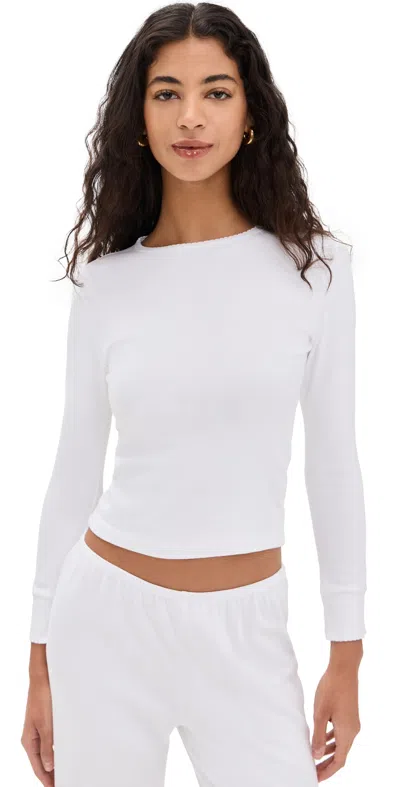 Donni The Baby Rib Scallop Long Sleeve Powder