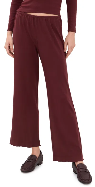 Donni The Baby Rib Scallop Pants Oxblood In Burgundy
