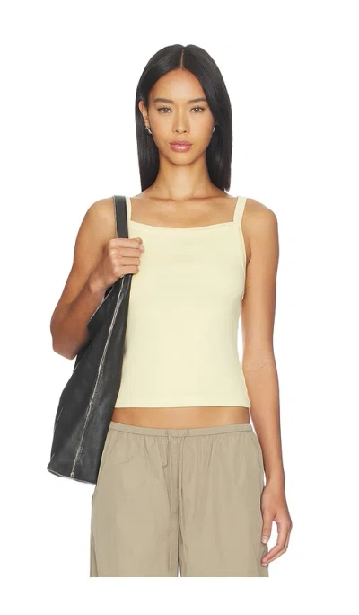 Donni The Baby Rib Square Neck Tank In Yellow