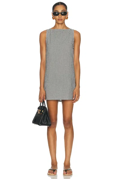 Donni The Cotton Gingham Boatneck Dress In Jet