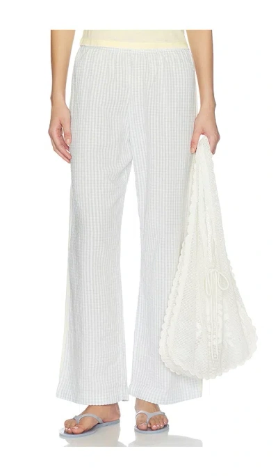 Donni The Cotton Gingham Stripe Crop Pant In Cloud