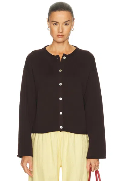 Donni The Cotton Knit Roll Cardigan In Brown