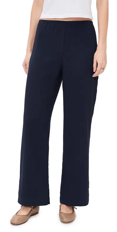 Donni The Crepe Simple Pants 3 Navy In Blue