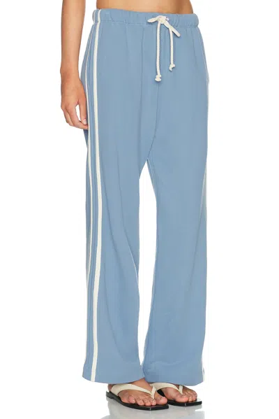Donni The Eco Terry Stripe Crop Pant In Blue