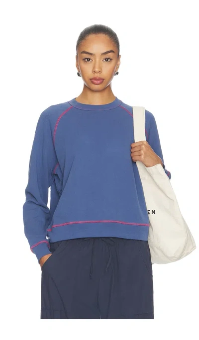 Donni The Eco-terry Contrast Stitch Sweatshirt In Blue