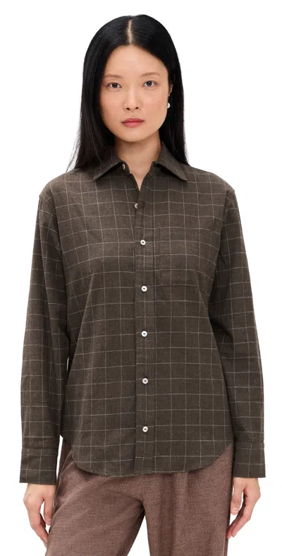 Donni The Flannel Elbow Patch Shirt Espresso/walnut In Brown