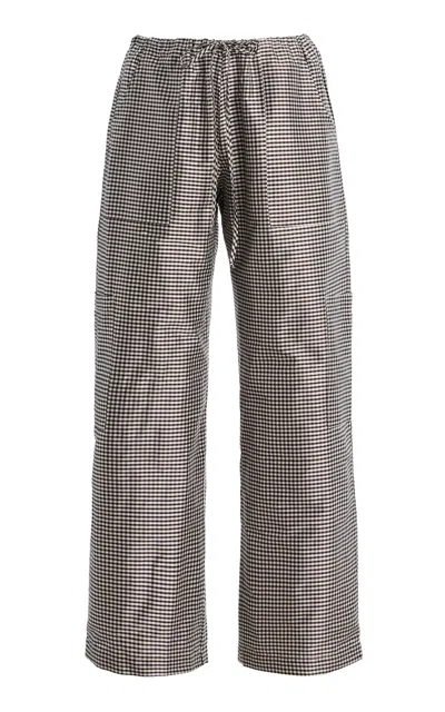 Donni . The Gingham Silk Taffeta Cargo Pants In Gray