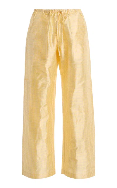 Donni . The Gingham Silk Taffeta Cargo Pants In Neutral