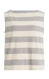 Donni . The Jersey Striped Cotton Tank Top In Gray